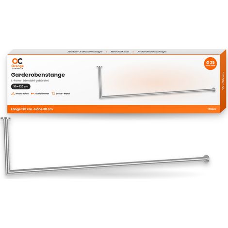 Edelstahl Garderobenstange L Form 30 x 120 cm (1/5)
