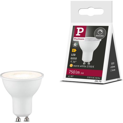 Réflecteur LED Standard 230 V GU10 750lm 8W 2700 K gradable Blanc dépoli 36° ampoule RAL9003 (1/5)