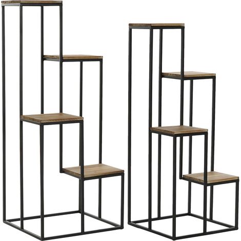 Étagère chic métal et bois pour déco moderne - Blanc naturel (1/4)