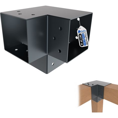 Lot de 16 Connecteur de poteau en Y 71 x 71 mm – Revêtement poudre anthracite – Connecteur d’angle droit 3 voies pour pergola et pavillon – GeZu Impex