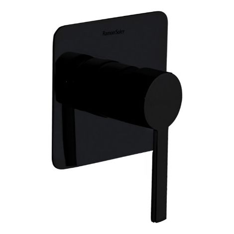 Mitigeur monocommande de douche encastré 1 voie avec plaque métallique - Ramón Soler - Finition : Noir mat (1/2)