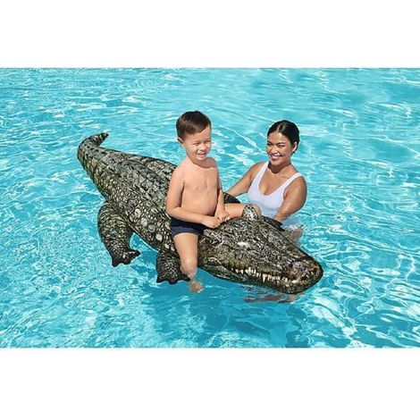 TRADE SHOP - Cavalcabile Coccodrillo 193x94 Cm Galleggiante Gonfiabile Piscina Maniglia 41478 - (1/5)