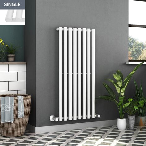 1200 x 545mm White Single Round Tube Vertical Home Radiator (1/5)