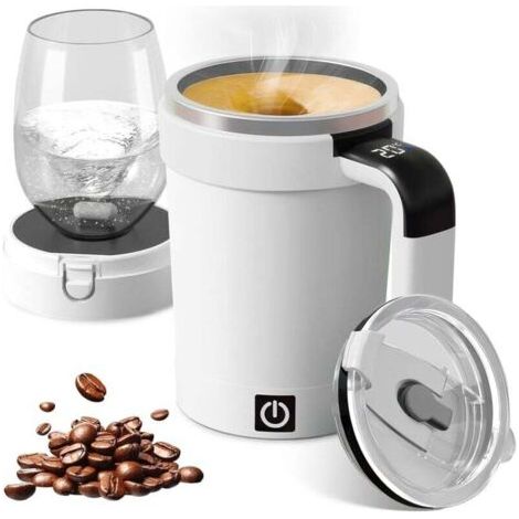 Gobelet mélangeur automatique de 380 ml avec couvercle et affichage tactile LCD de la température - Gobelet mélangeur magnétique automatique en acier inoxydable - Tasse à café - Agitateur magnétique (1/4)