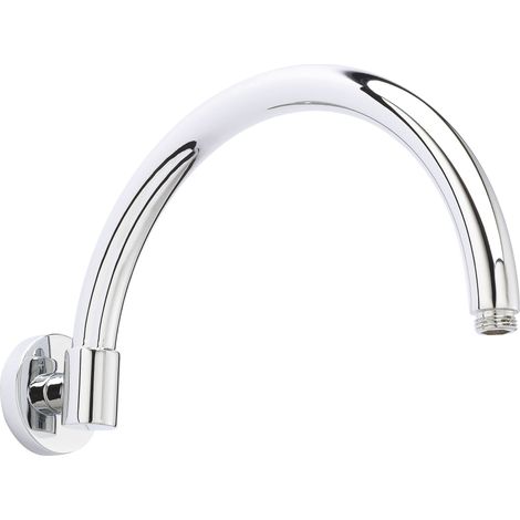 Round Wall Mount Curved Shower Arm - 303mm - Chrome