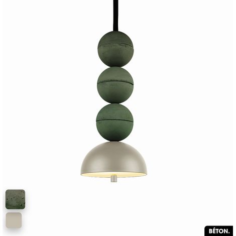 Lampe de suspension en béton - BOSFOR CONCRETE ASPERGE - PEYOTE 3 BALLES LED 14W (1/2)