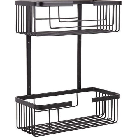 COFAN cesta de ducha portagel doble negra mate , La cesta de ducha doble es un organizador de baño de dos niveles. Está fabricada en acero inoxidable 304, el grado de acero de mayo (1/5)