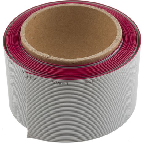 Câble en nappe RS PRO 50 voies 28 AWG, pas de 1.27mm, Gris, 5m ( Prix pour Bobine de 5 Mètres ) (1/2)