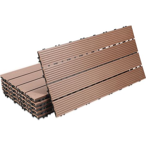 Wolketon Piastrelle per terrazza, set da 44 pezzi per terrazza da giardino, antracite, 30 x 30 cm - 4 m²