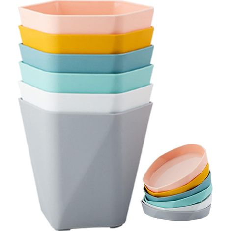 Pots pour Plantes, 6 Ensembles De Jardinières en Plastique pour Plantes Pots De Fleurs Simples en Plastique avec Trou D'aération pour Fleurs De Jardin à la Maison (1/5)