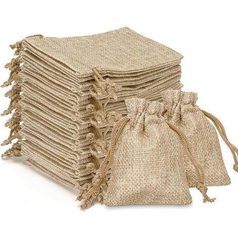 Sac Toile de Jute avec Cordon G2PLUS 20PCS Pochon Jute 7x9cm (1/5)