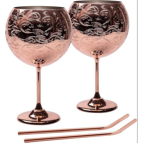 Verres à Gin Tonic, Verres Cocktail En Acier Inoxydable 680 ml, Rose (1/5)
