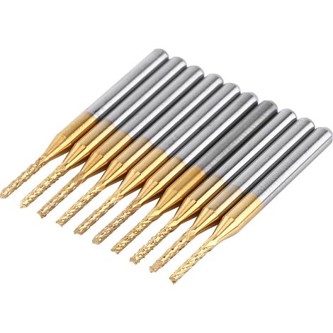 10 fraises à bout de 1,5 mm pour gravure CNC sur circuit imprimé, revêtement en tungstène, queue de 1/8". (1/5)