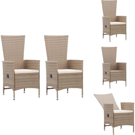 Gartenstühle 2 Stk. mit Auflagen Poly Rattan Beige - Gartensessel - Gartenmöbel - Outdoor Möbel - Lounge Chair - Relaxsessel (1/5)