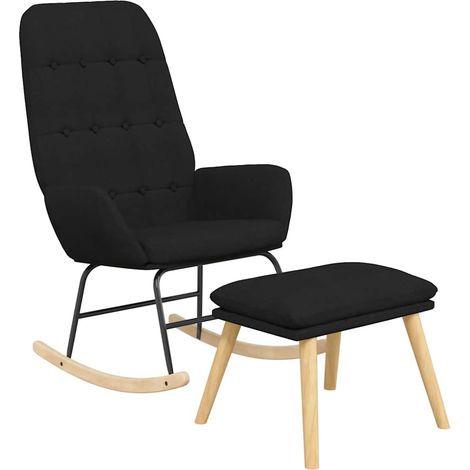 Schaukelstuhl mit Fußhocker Schwarz Stoff vidaXL (1/4)