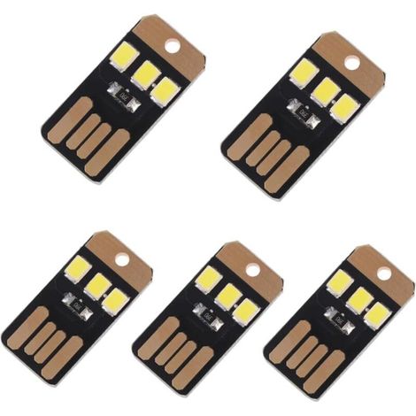 Juego de 5 mini linternas LED USB para portátil y camping, versión PCB, ideal para emergencias, senderismo y actividades al aire libre, linterna llavero (1/5)
