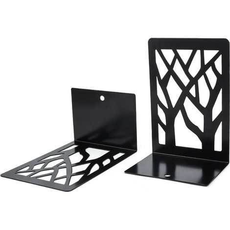 Ensemble de 4 serre-livres/étagères vintage en fer forgé en forme de branches d'arbre, pour manuels scolaires et documents. (1/5)