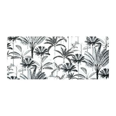 Diatomitmatte 50x120 cm weiß mit schwarzen Palmen für das Badezimmer