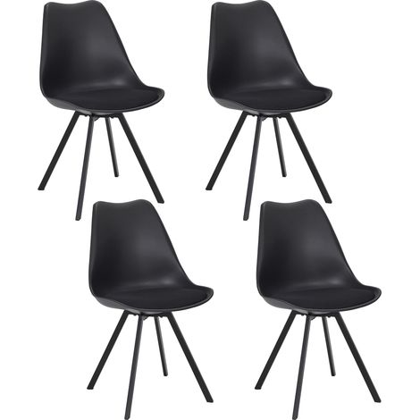 Lot de 4 Chaises - HOME DECO FACTORY - Atome - Ergonomiques - Noires (1/5)