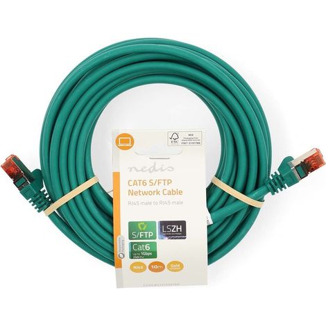Nedis CAT6-Netzwerkkabel / RJ45 Stecker / RJ45 Stecker / S/FTP / 10.0 m / Rund / LSZH / Grün / Label