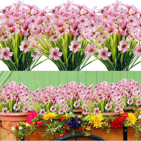 Fleurs Artificielles d'Extérieur Lot de 12 Fausses Fleurs Résistantes aux UV Verdure Arbustes Plantes en Plastique Intérieur Extérieur Jardinière Suspendus Accueil Décorative Plante pour Maison Jardin (1/5)