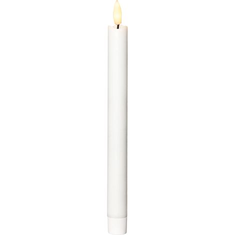 LED Stabkerzen, Flamme' in Weiß, 2er Set, Batterie, Timer, flackernd, warmweiß, H 15cm