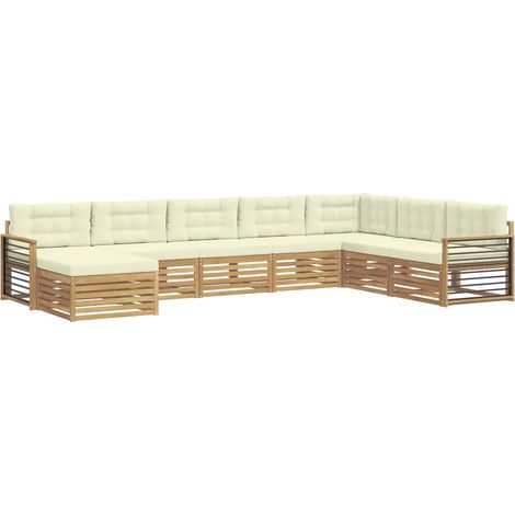Set di divani da esterno 8 pz 7-Posti Bianco e Crema vidaXL (1/5)