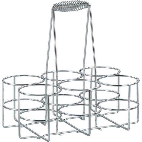 1 ensemble, panier à bouteilles en métal chromé 22,5 x 15 x 27 cm, diamètre intérieur de l'anneau 6,8 x hauteur 9 cm, peut contenir 6 bouteilles de bière (1/5)