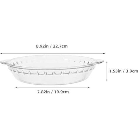 Plat à tarte avec couvercle en verre pour four et micro-ondes - 20,3 cm - Résistant à la chaleur - Convient pour les collations et la cuisson à la vapeur (1/5)