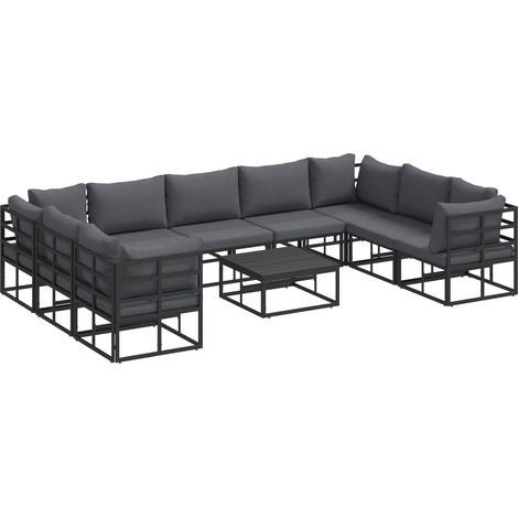 Maison Exclusive - Set Divano da Giardino con cuscino 10 pcs Nero Alluminio