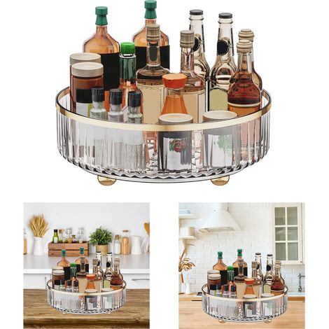 Drehbarer Organizer, transparentes, luxuriöses, leichtes und platzsparendes Regal für Küchenarbeitsplatte und Wohnzimmer (1/5)