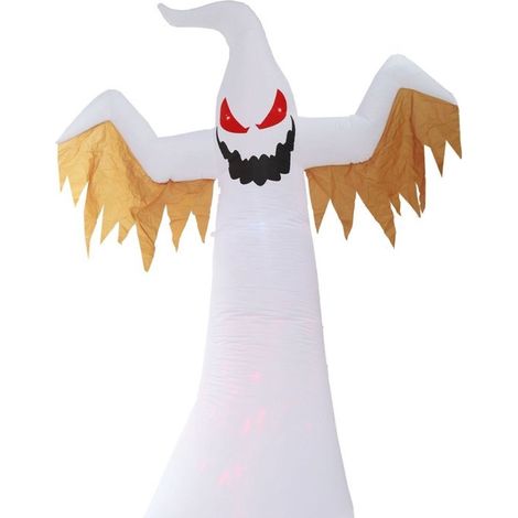 Figura inflable de fantasma blanco de 2,4 m para Halloween,lámpara de llama de colores con efecto de luz,accesorio de decoración de terror (1/2)