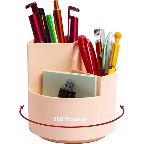 Schreibtisch-Stifthalter, 3-fach, 360° drehbar, rosa (1/5)