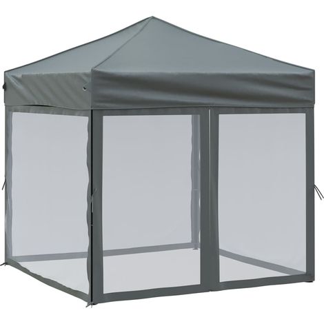 vidaXL Carpa para fiestas plegable con paredes gris antracita 2x2 m (1/2)