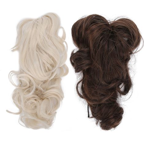 2 pièces Clip Serre-tête Bouclé Femme, Postiche Queue de Cheval en Fibre Synthétique à la Mode (1/5)