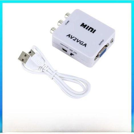 Adaptateur AV vers VGA avec audio 3,5 mm et USB, compatible projecteur, PC, TV, DVD, conversion RCA vers VGA (1/4)