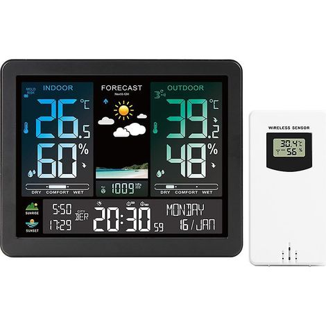 Multifunktionale professionelle elektronische Wetterstation mit intelligentem Farbbildschirm, Uhr und Temperaturanzeige