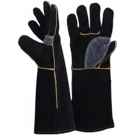 [JAMAIS UTILISÉ] Gants résistants au feu et à la chaleur, en cuir avec coutures en Kevlar, parfaits pour cheminée, cuisinière, four, gril, soudage, barbecue, MIG, maniques et traitement des animaux (1 (1/4)