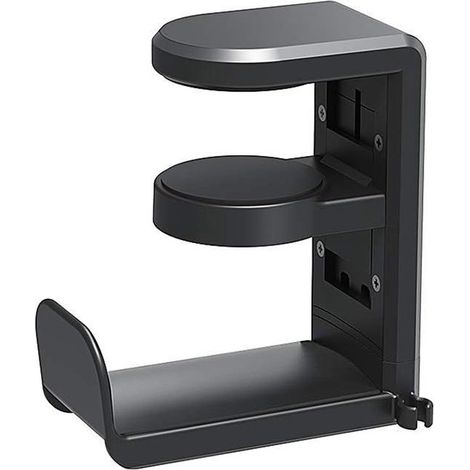 Supports pour casque audio - Support de casque - Crochet pour casque - Support de casque - Cintre pour casque - 11,4310,164,06 cm - Zwart - Plastique - Réglable - Pince à bras rotatif - Antidérapant - (1/5)