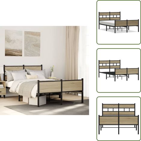vidaXL Cadre de lit sans matelas chêne sonoma 120x190 cm (1/5)