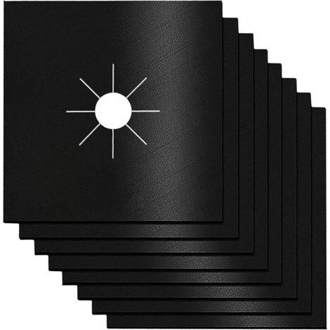 8 Pcs Brûleur de Cuisinière Réutilisable Couvre Plaque de Cuisson à Gaz Protection D'écra Cuisinière Gaz Protecteur Pad Antiadhésif, Facile Nettoyer, pour Familles, écoles, Restaurants Etc—Noir (1/4)