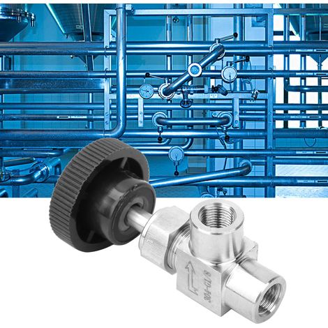Soupape à aiguille filet femelle BSPP en acier inoxydable 304, type angulaire, pour eau, gaz, huile, carburant - 1/8" (1/5)