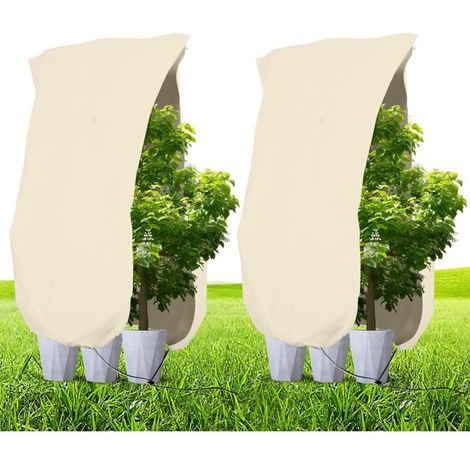 Housse antigel pour plantes - protection des plantes d'hiver contre le gel et le froid - sac de protection des plantes avec cordon de serrage - 120 × 180CM (2 pièces) (1/5)