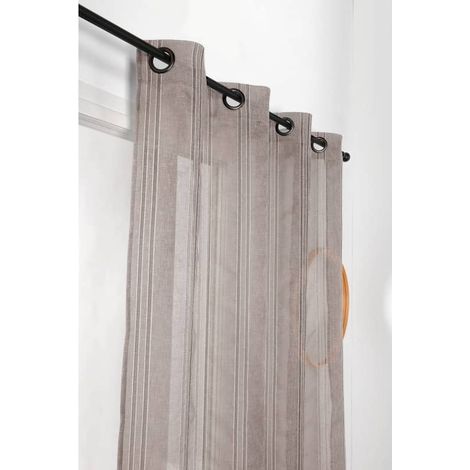 Voilage Rayures Verticales - 145x260cm - Taupe (1/2)