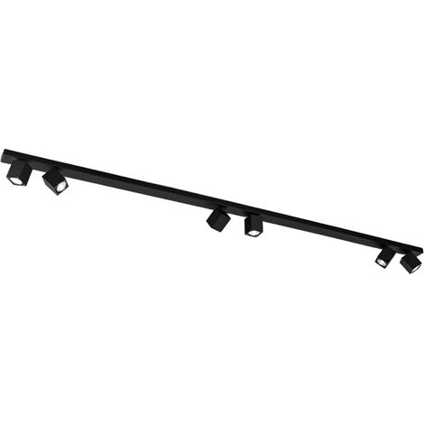 Plafonnier 6 Spots Orientables Métal Noir Mat, Design Cubique Moderne, Structure Aluminium L.200 Cm, Douille Gu10 Max 50W - Marque Perenz (1/2)