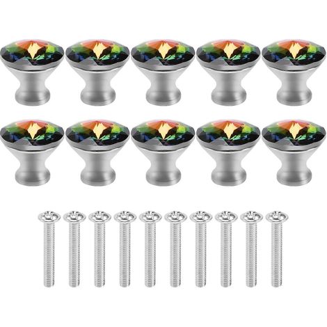 Lot de 10 boutons de tiroir en cristal coloré de 30 mm pour meubles et tiroirs de maison. (1/4)