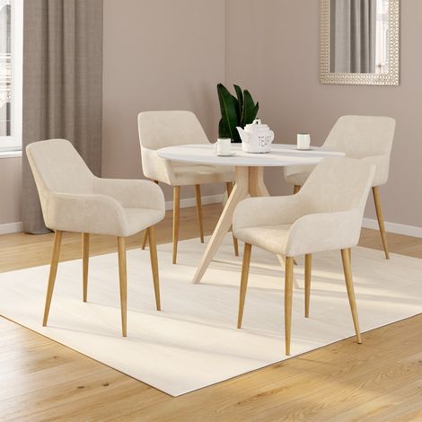 Juego de 4 sillas RORY de tela de chenilla beige para el comedor (1/5)