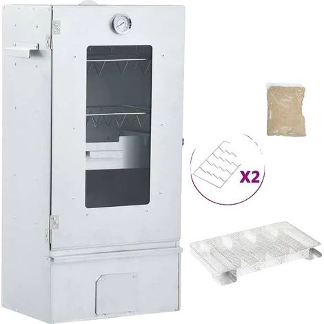 Ahumador para barbacoa, acero galvanizado duradero, versátil para ahumar alimentos, color plata. (1/2)