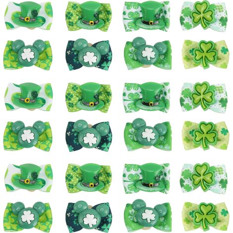 Trèfles avec nœuds pour chien, 24 pièces, poils de chiot légers et exquis pour accessoires de toilettage (1/5)