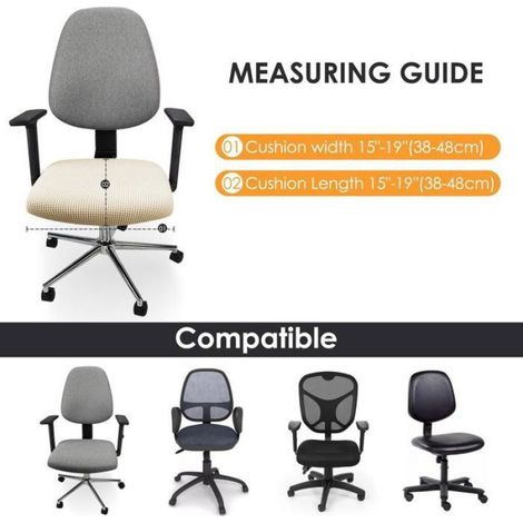 Lot de 2 housses de chaise élastiques en élasthanne - Lavables - Pour chaise de bureau, salle à manger, bar, mariage - Beige (1/5)